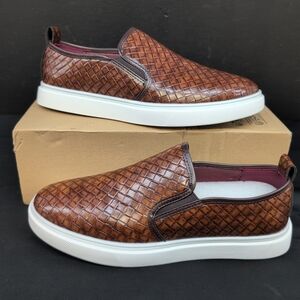 Men Vintage Slip On Loafers Comfortable Leather Flat Shoes CN 45 Dark Brown